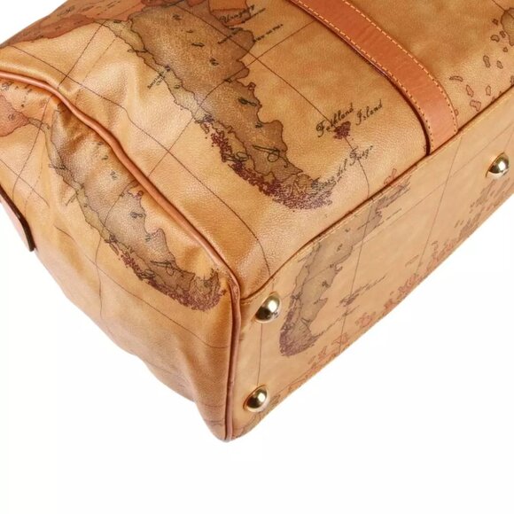 Authentic Alviero Martini Classe world map brown Boston bag - Picture 9 of 16